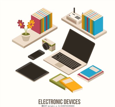 创意书桌上的立体电子产品矢量图设计指南